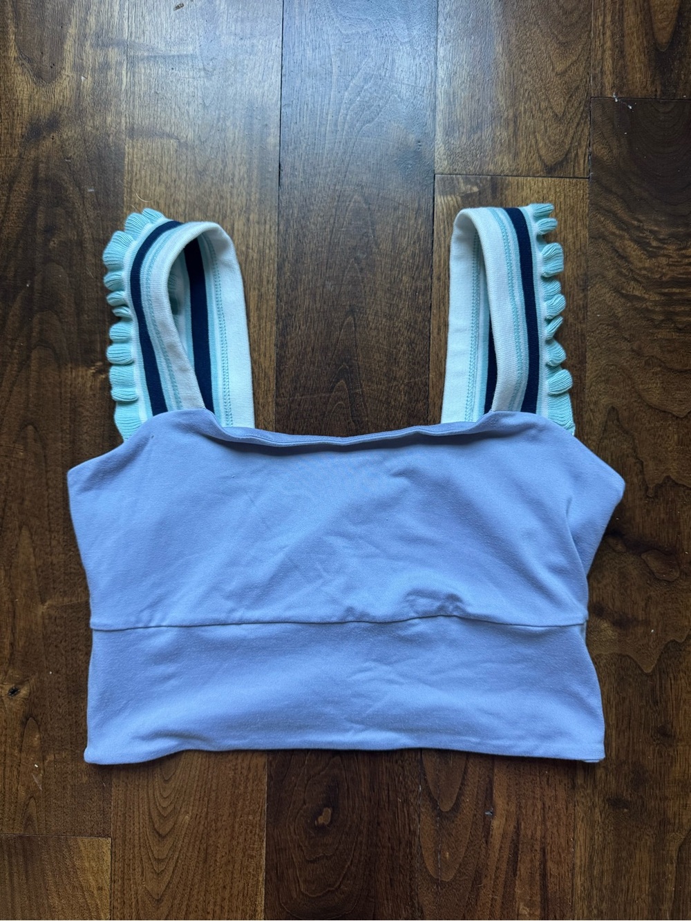 FP Movement by Free People Lavender Crop Tank with Striped Ruffle Straps